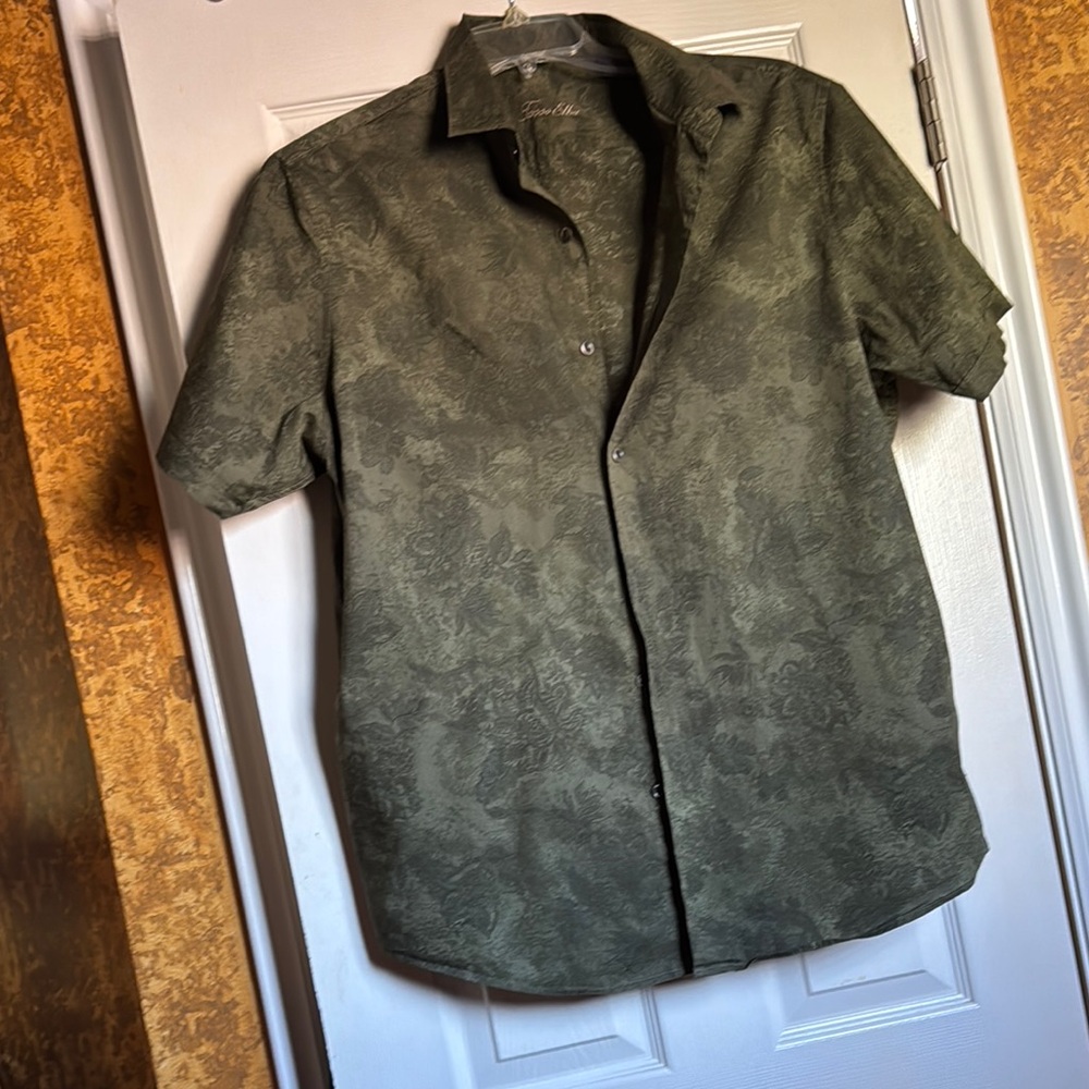 Tasso Elba Olive Short Sleeve Shirt